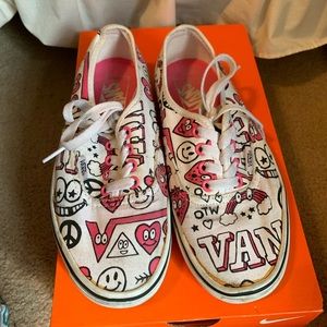 Pink and white graphic vans